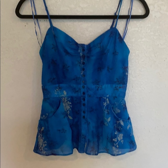 Free People Blue Button down Sleeveless Top SM - Picture 2 of 10